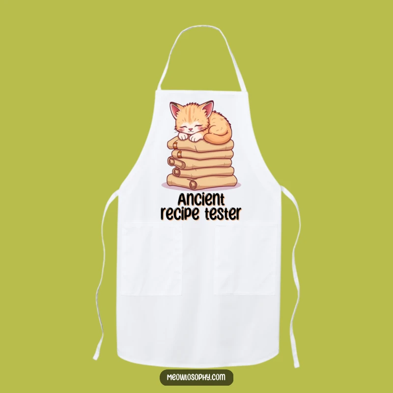 Funny Sleepy Kitten Apron: Wise Scholar Cat Nap, Kitchen Comfort Gift