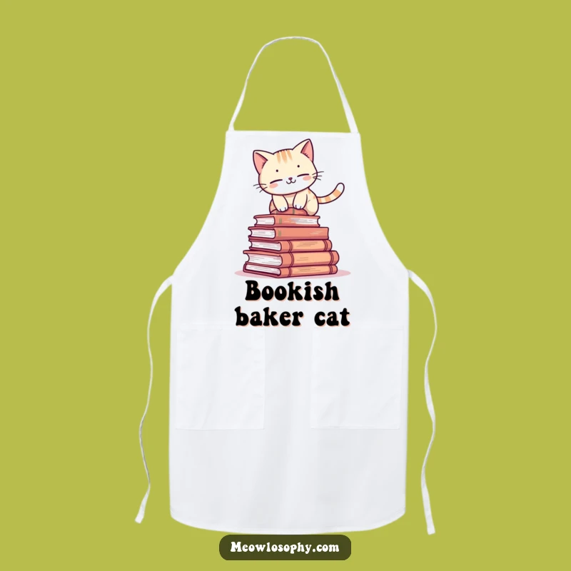 Funny Book Cat Apron: Scholarly Feline Balancing Chef Gift