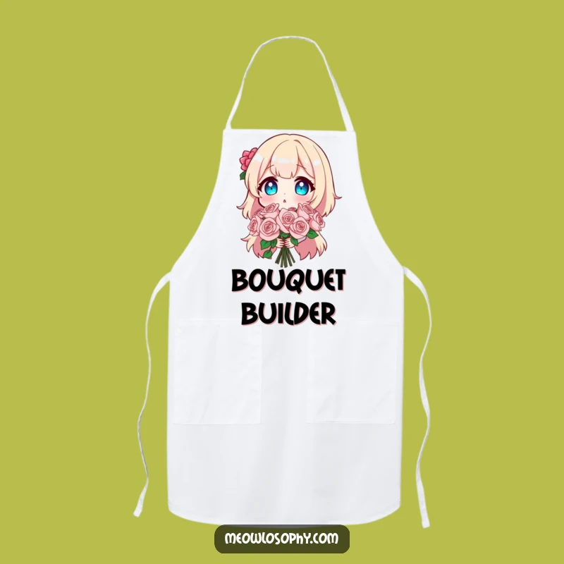 Funny Cooking Surprise Apron: Hilarious Character Reaction with Sparkly Roses in the Kitchen