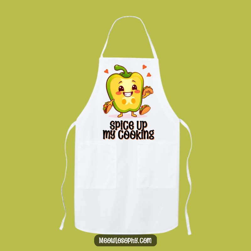 Funny Pepper Taco Chef Apron - Humorous Veggie Fiesta Kitchen Gift