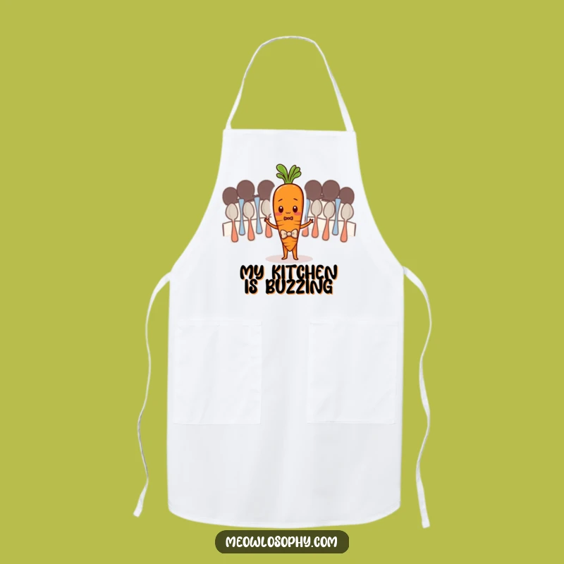 Funny Shy Carrot Conducting Spoons Apron - Cook Up a Laugh in the Kitchen