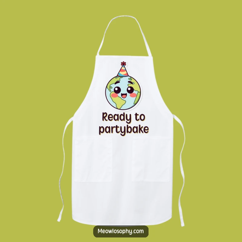 Funny Earth Party Hat Apron: Cook Up Smiles with Celestial Surprise in the Kitchen