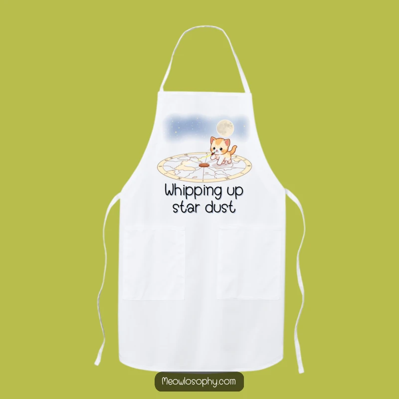 Funny Playful Kitten Apron: Cosmic Chef Cat, Laser Chase Kitchen Gift