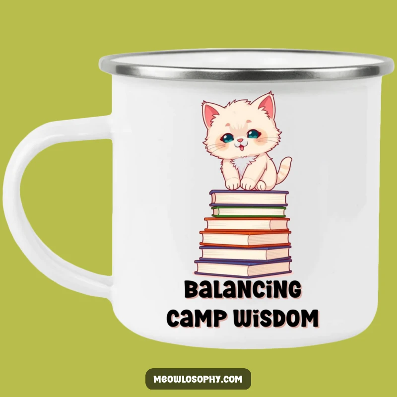 Funny Fluffy Kitten Camping Mug: Philosophy & Outdoors, Wise Companion Gift