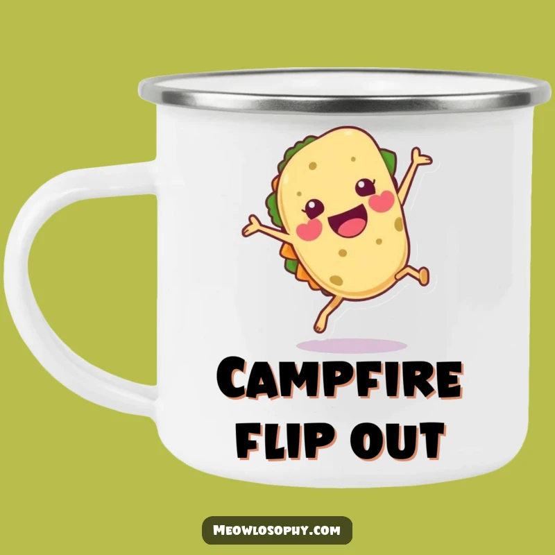 Funny Cartwheeling Tortilla Camp Mug - Rustic Fiesta Coffee Cup, Humorous Gift