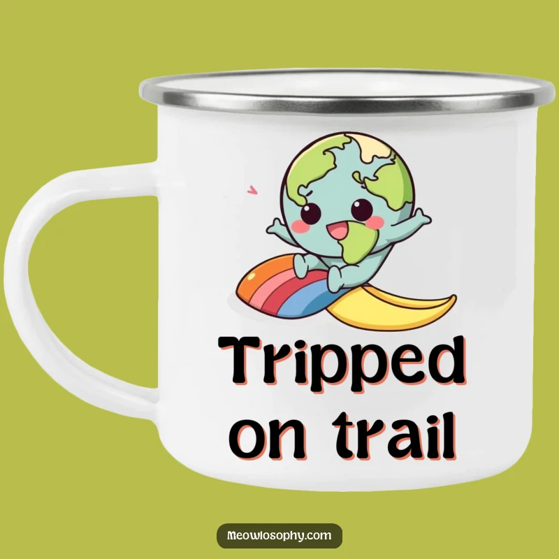 Durable Funny Kawaii Earth Banana Peel Camping Mug: Enjoy Laughs Outdoors with Cartoon Mishaps