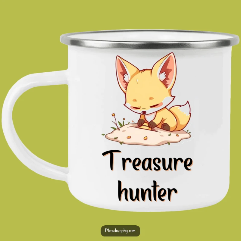 Funny Fennec Fox Camping Mug: Adorable Treasure Hunter Mug for Outdoor Fun