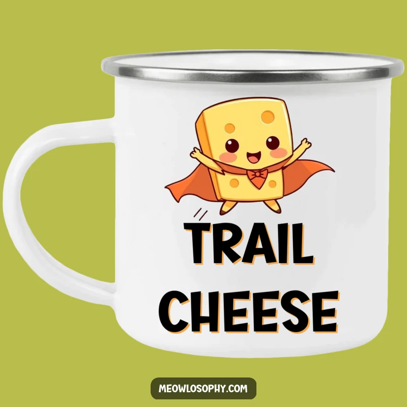 Funny Flying Cheese Superhero Camping Mug, Durable & Hilarious Outdoor Companion