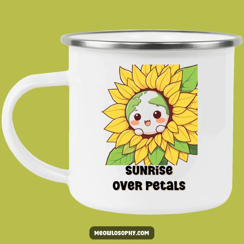 Funny Kawaii Earth Sunflower Camping Mug - Durable & Hilarious Outdoor Gift