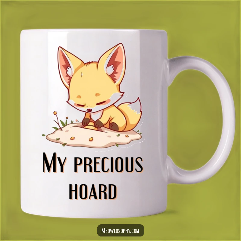 Funny Adorable Fennec Fox Burying Treasure Mug: The Perfect Humorous Gift for Fox Lovers