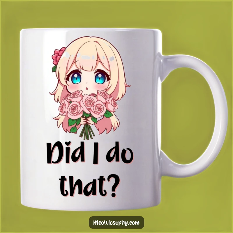 Funny Bouquet Surprise Mug: A Hilarious Gift Featuring a Shocked Character and Sparkly Roses