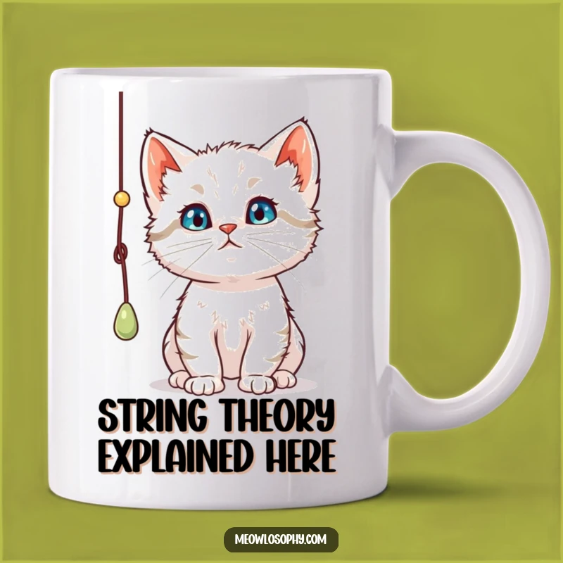 Funny Curious Kitten Mug: Thoughtful Cat Batting String, Perfect Gift for Cat Lovers