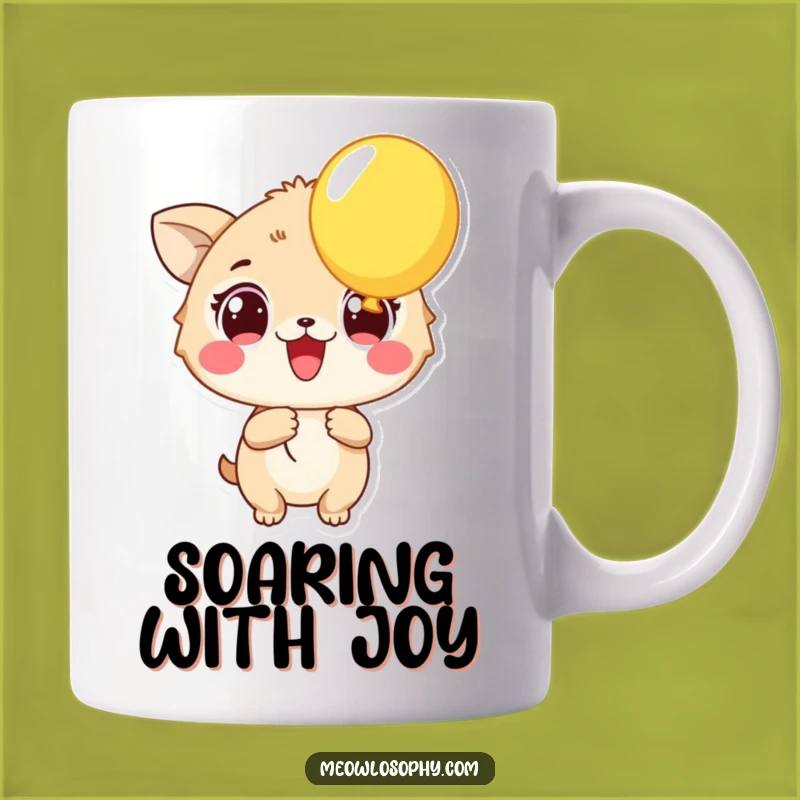 Funny Excited Animal Mug: Wide Eyes Balloon Joy, Perfect Gift for Optimists