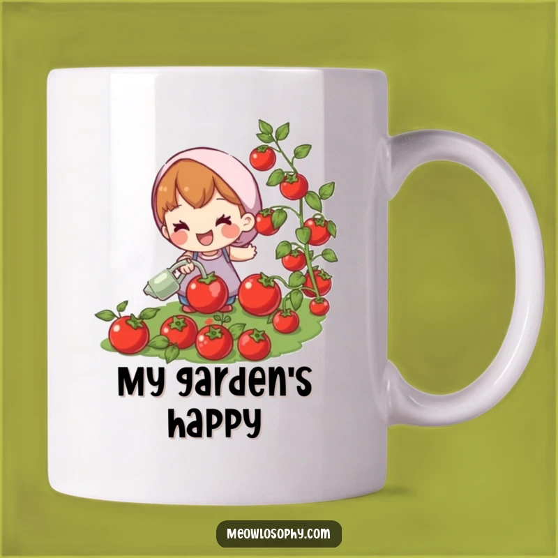 Funny Gardener's Joy Mug: Hilarious Tomato Watering Design for Gardeners