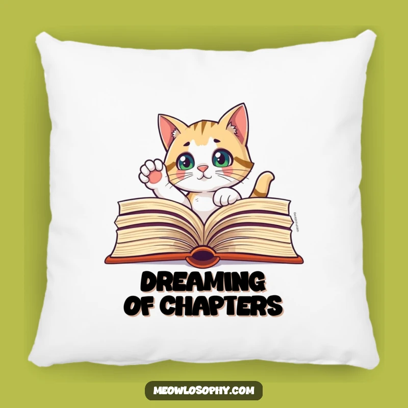 Comfy Funny Curious Cat Book Pillow - Soft Literary Accent