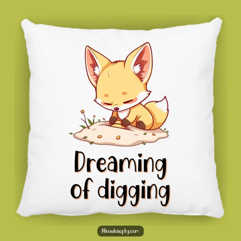 Funny Fennec Fox Pillow: Adorable Treasure Burying Cushion for Cozy Chuckles