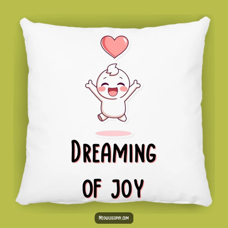 Funny Happy Heart Pillow: Adorable Character's Joyful Jump for Cozy Comfort