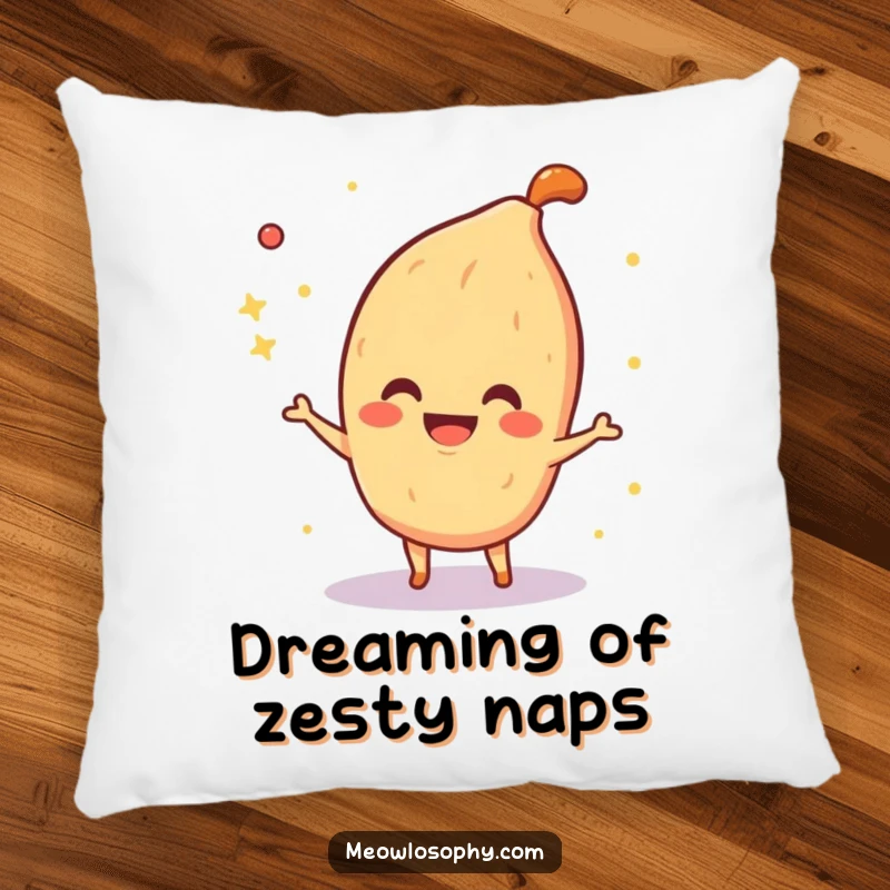 Funny Pillow showcasing a smiling fajita spice character playfully sprinkling sparkles, offering cozy comfort and culinary magic.