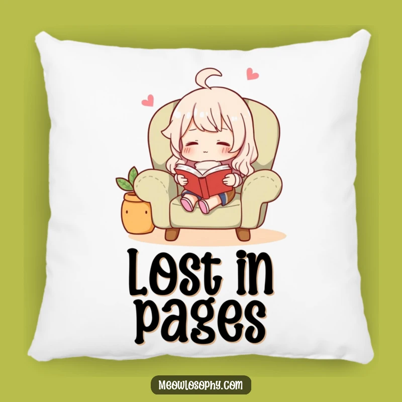 Funny Cozy Reader Pillow: Contented Bookworm Comfort, Home Decor Gift