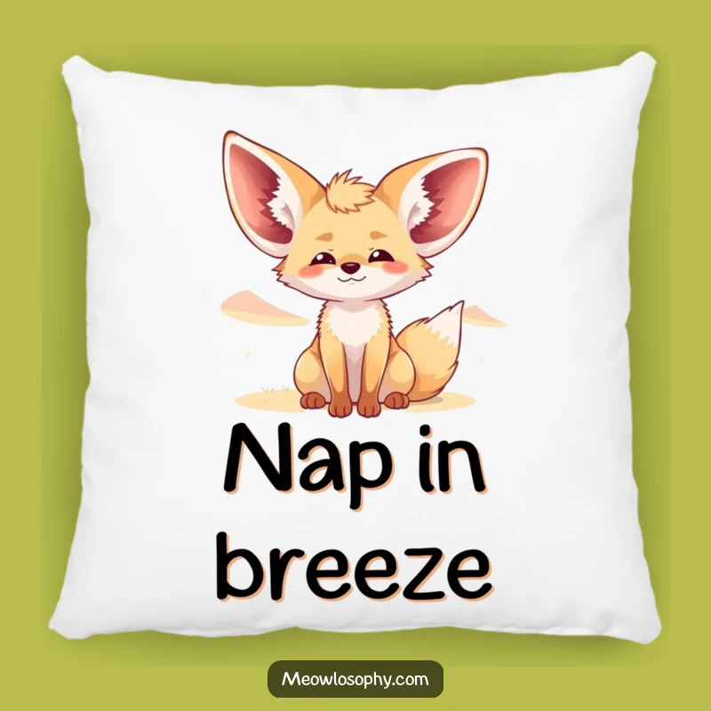 Funny Fennec Fox Pillow: Relaxed Breeze Cushion for Cozy Comfort