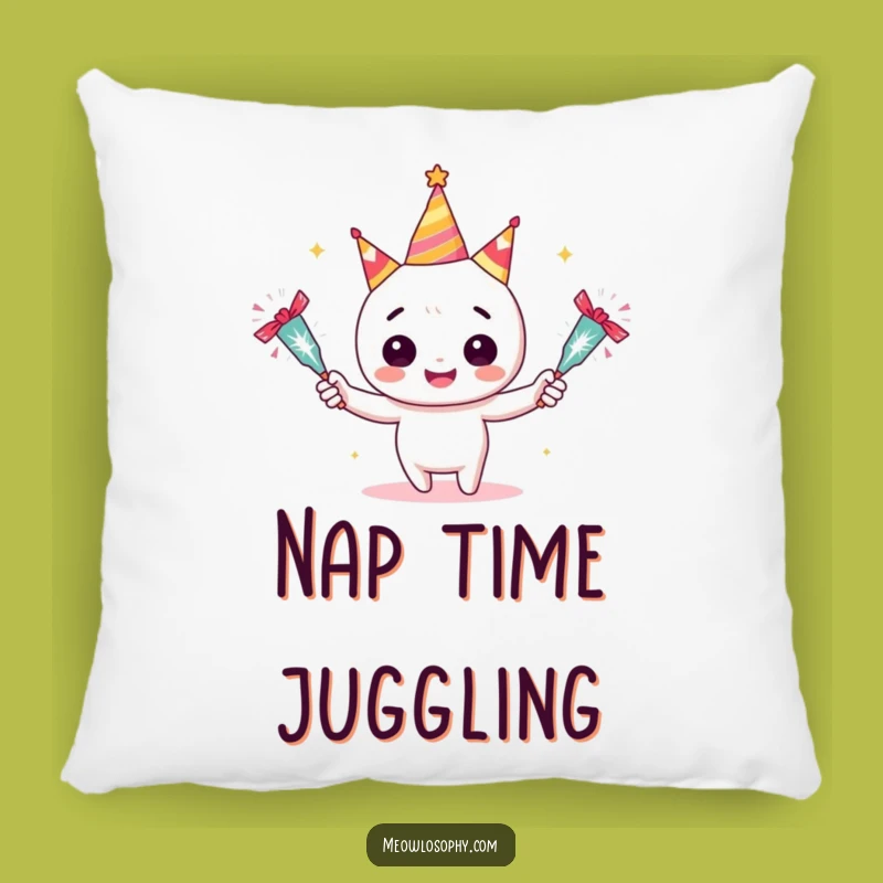 Funny Juggler Pillow: Cozy Character with Crackers, Cheerful Decor Gift