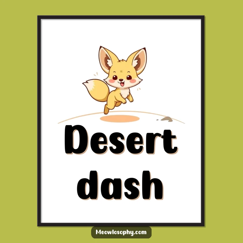 Funny Fennec Fox Digital Art: Adorable Zoomie Print for Instant Energy