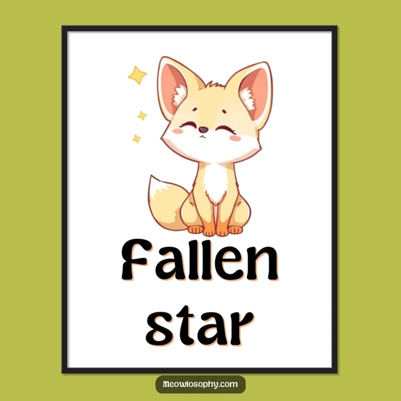 Funny Fennec Fox Digital Art: Curious Star Watcher Print for Instant Wonder