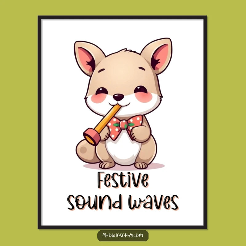 Funny Kazoo Animal Digital Art: Festive Bowtie Celebration for a Hilarious Wall Decor Gift