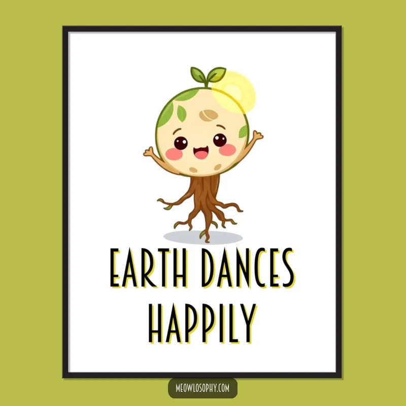 Funny Earth Roots Dancing Digital Art - Instant Green Decor