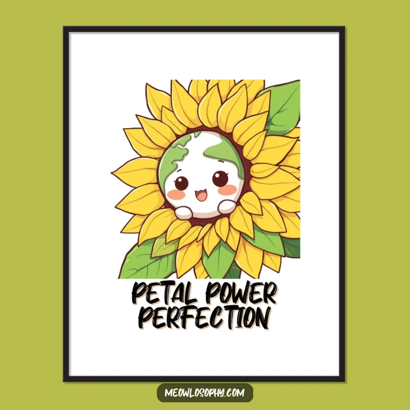 Funny Kawaii Earth Sunflower Digital Art - Instant Hilarious Download Gift
