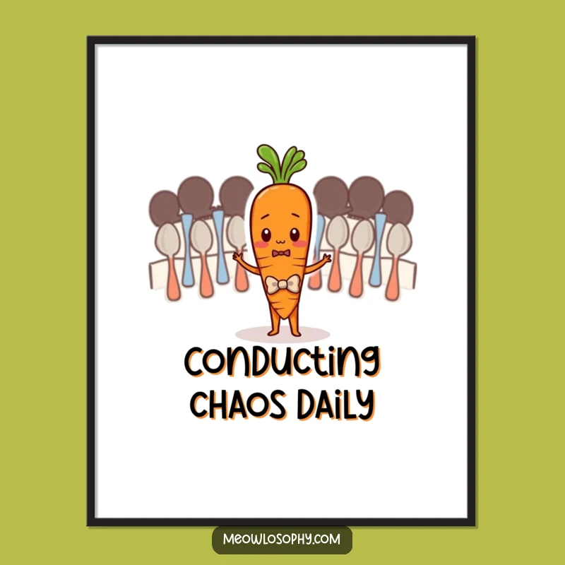 Funny Shy Carrot Conducting Spoons Digital Art - Instant Hilarious Decor Add-on