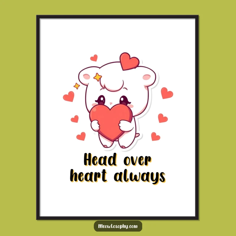 Funny Starry-Eyed Character Digital Art Print: Instant Love for Walls
