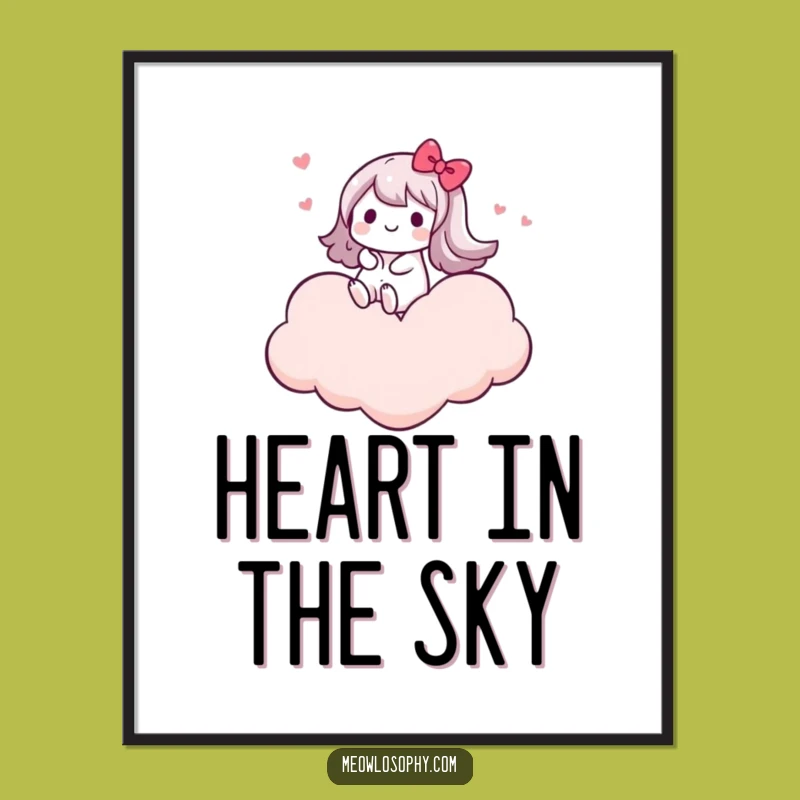 Funny Kawaii Cloud Rider Digital Art Print: Instant Joy for Walls