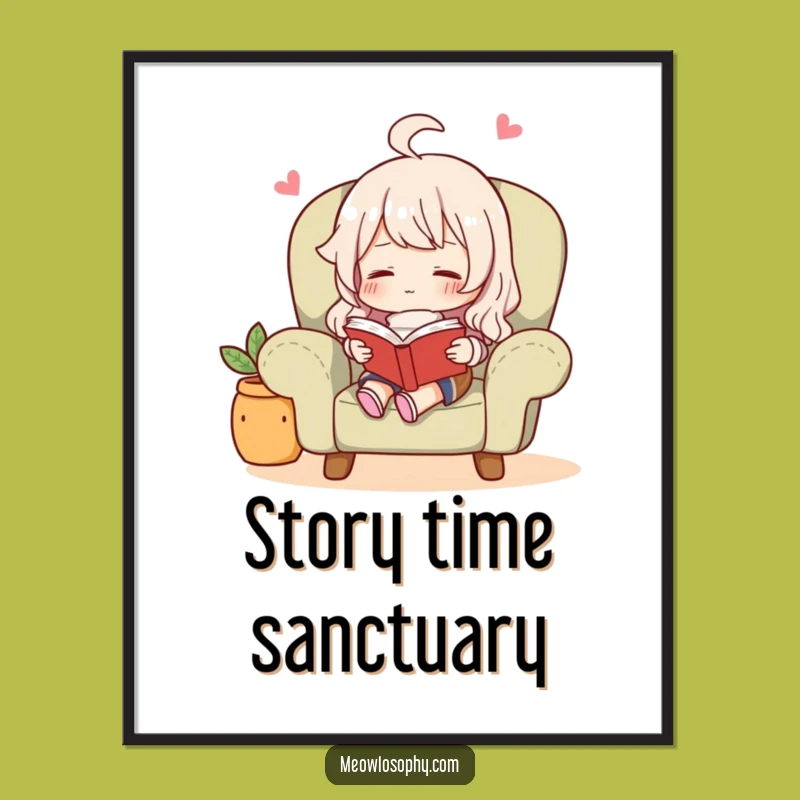 Funny Cozy Reader Digital Art: Bookworm Bliss, Instant Download Decor