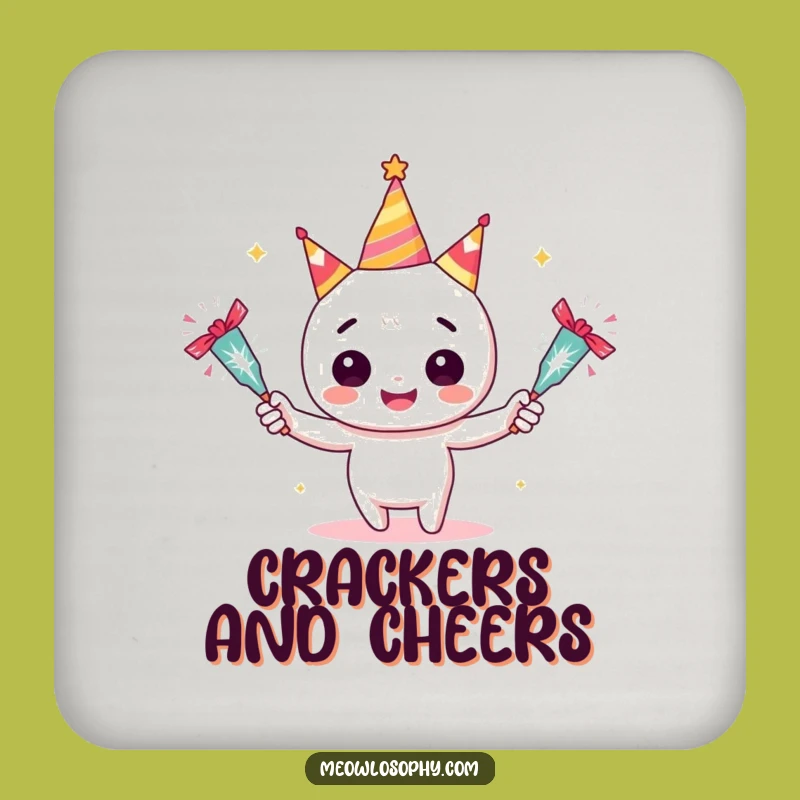 Funny Juggler Drink Coaster: Adorable Character with Crackers, Festive Table Decor