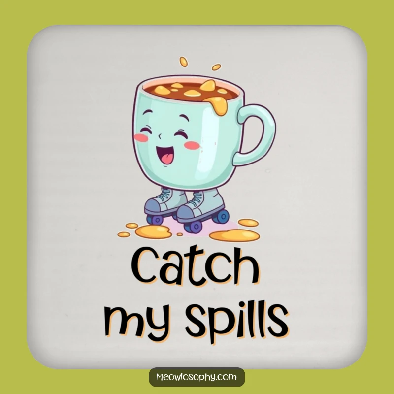 Funny Coffee Mug Roller Skate Spill Coaster, Hilarious Protection for Your Surfaces