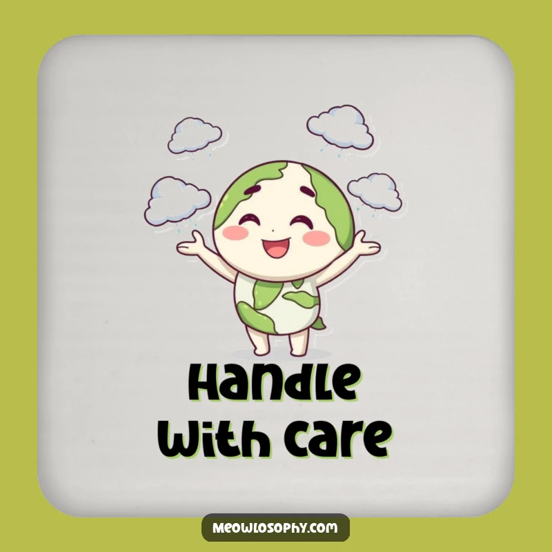 Funny Earth Juggling Clouds Drink Coaster: Protect Surfaces with Playful Weather Charm