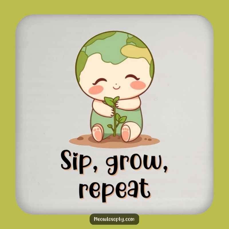 Funny Earth Seedling Hug Coaster Set - Heartwarming & Hilarious Gift