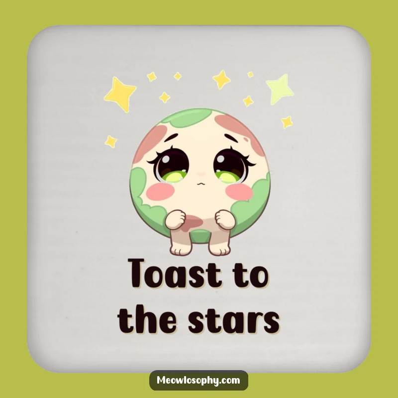 Funny Earth Starry Eyes Coaster Set - Celestial & Hilarious Gift