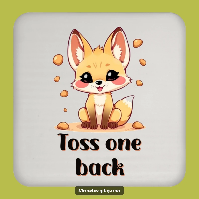 Funny Fennec Fox Juggling Coaster: Protect Surfaces with Playful Art