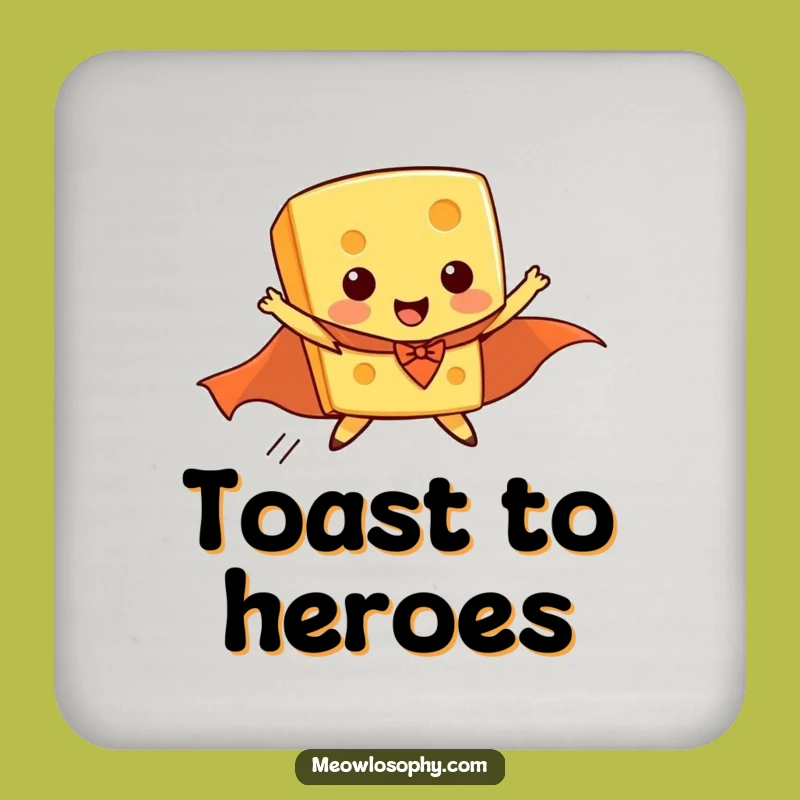 Funny Flying Cheese Superhero Coaster, Hilarious Protection for Your Surfaces