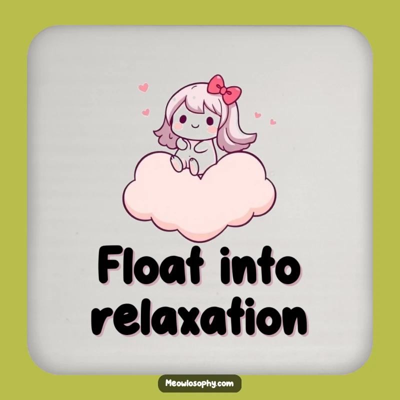 Funny Kawaii Cloud Rider Drink Coaster: Protect Surfaces with Joy