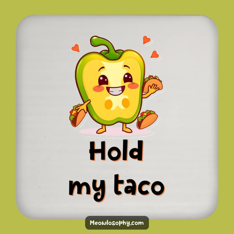 Funny Pepper Taco Coaster - Humorous Veggie Fiesta Drink Protector, Novelty Gift