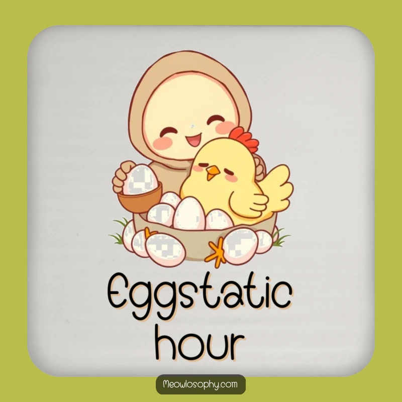 Funny Sleepy Chicken Coaster Set: Hilarious Cartoon Egg Collector Protection