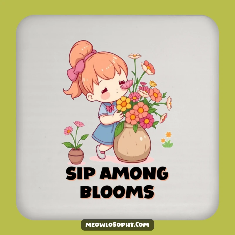Funny Flower Arranger Coaster: Floral Protection, Cute Garden Gift