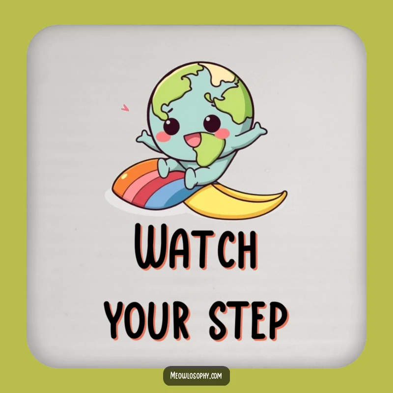 Funny Kawaii Earth Banana Peel Drink Coaster: Protect Surfaces with Cartoon Mishaps