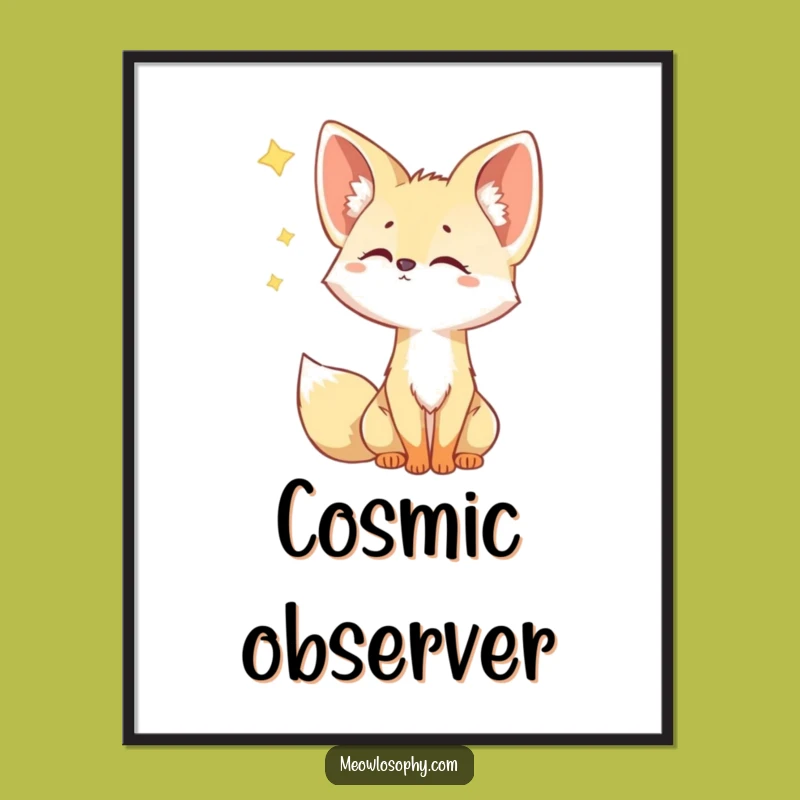 Funny Fennec Fox Star Poster: Curious Wall Art for a Humorous, Dreamy Space