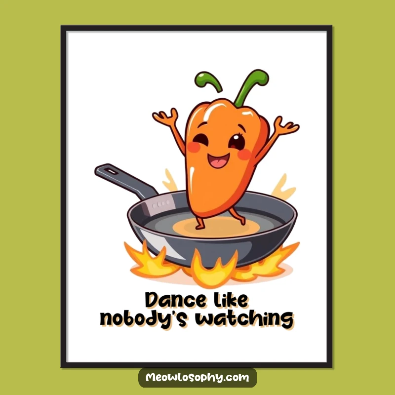 Funny Grilled Pepper Poster: Sizzling Dancer Art for Spicy Decor