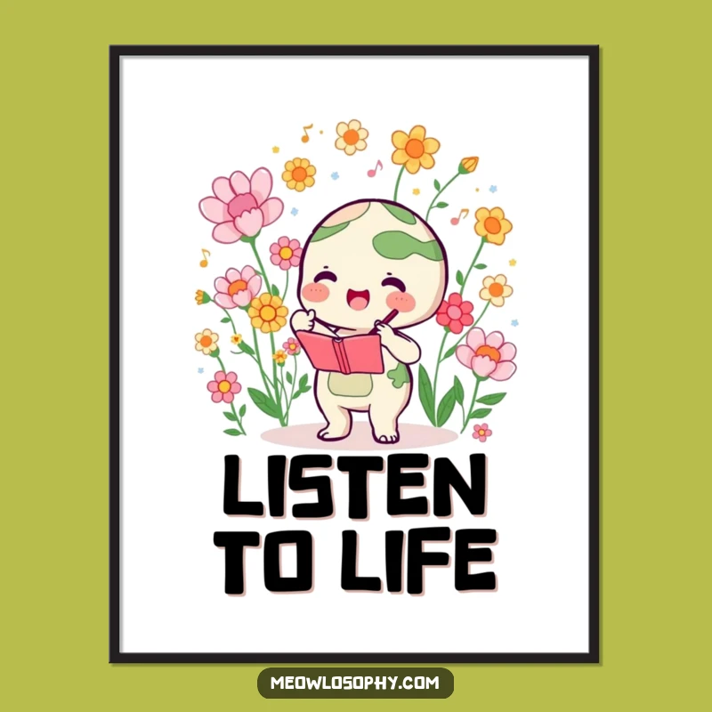 Funny Earth Conducting Flowers Poster: Decorate with Harmonious Blooms and Artistic Joy