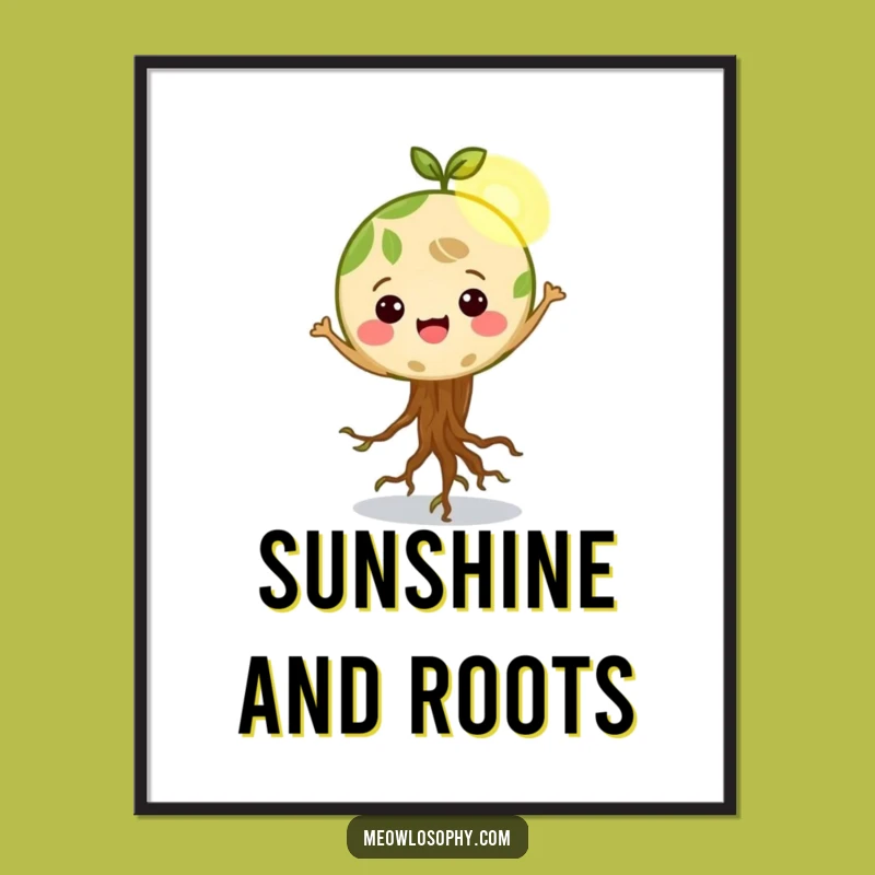 Funny Earth Roots Dancing Poster - Happy Planet Wall Art